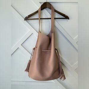Free People Dusty Rose Pebbled Hobo Bag with Tassels